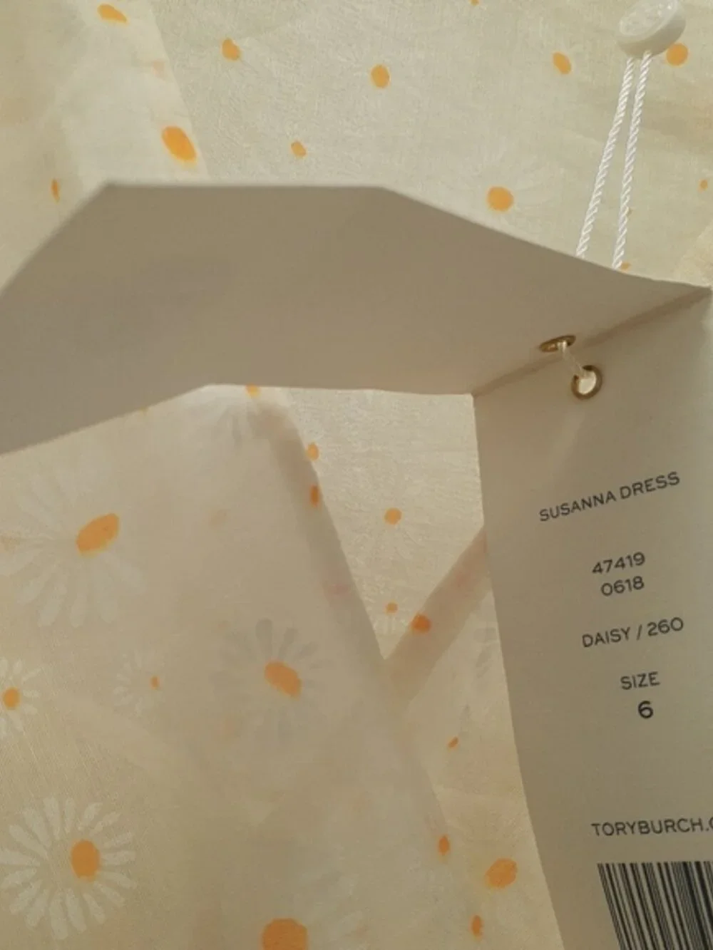 Tory Burch Susanna Daisy Floral Silk Cotton Dress Yellow Size 6 NWT Luxury